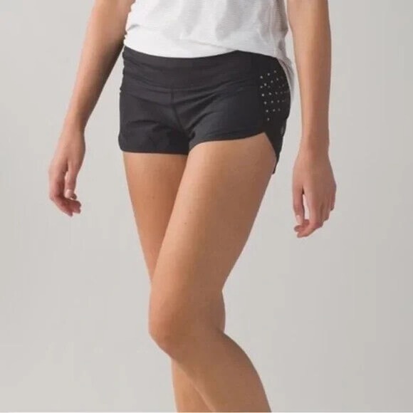 Lululemon Speed Up Short Black Polka Dot Reflective Running Shorts Womens Size 4 - Picture 4 of 13